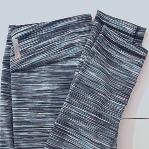 Zella Leggings Women M Medium Blue Striped Pull On High Rise Elastic Waist